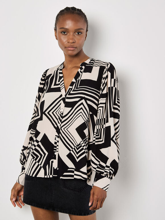 Geo Squares Shirt, Stone, large