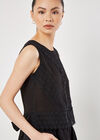 Cotton Lace Bow Top, Black, large