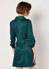 Animal Print Satin Wrap Mini Dress, Green, large