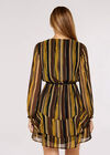 Striped Ruffle Mini Dress, Mustard, large