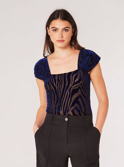 Zebra Ruched Shoulder Bodysuit