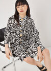 Zebra Oversized Tiered Mini Dress, Black, large