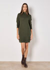 Ribbed Knit Mini Dress, Green, large