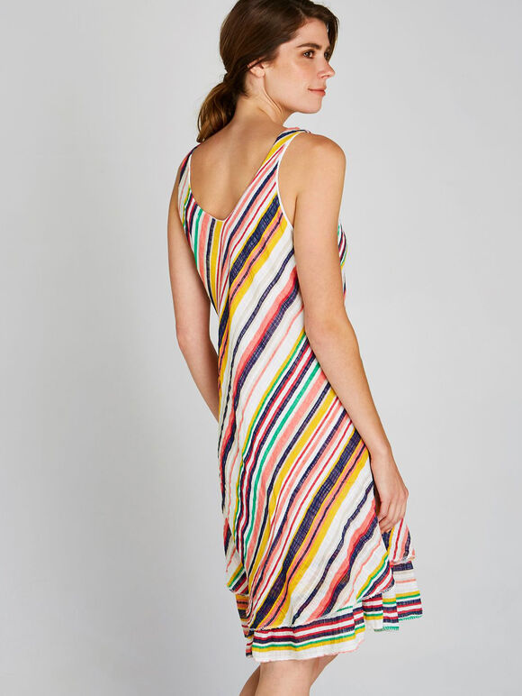 Cream Striped Double Layer Dress, Cream, large