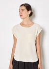 Crochet Pocket Linen Blend T-Shirt, Stone, large