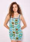 Crochet Squares Mini Dress, Green, large