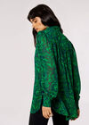 Painterly Marble Tie Neck Blouse, Green, large