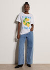 Capri Italy Lemon Cotton T-Shirt, White, large
