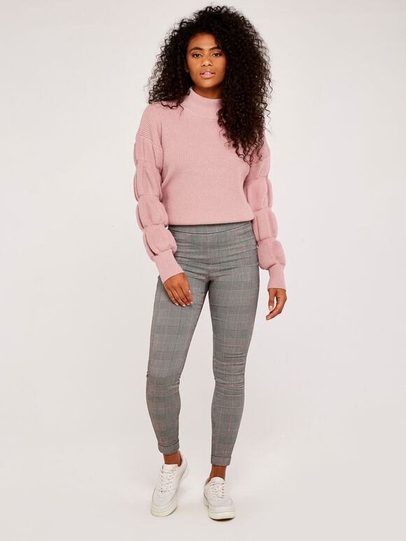 Heavy Check Sporty Band Legging, Pink, large