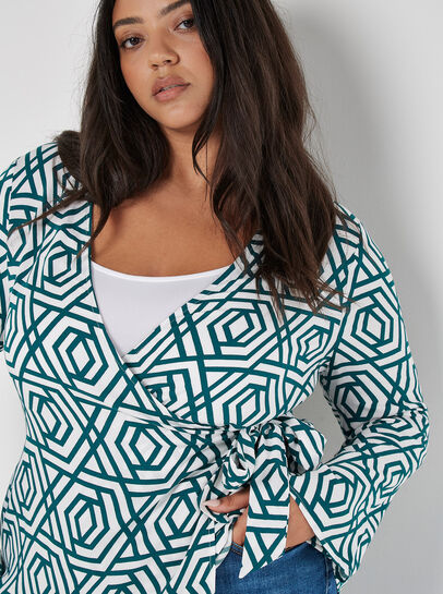 Curve Geo Print Wrap Top