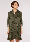 Paintsplash Shirt Mini Dress, Khaki, large