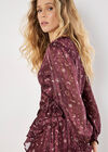 Constellation Ruffle Wrap Satin Mini Dress, Burgundy, large