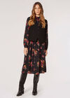 Floral Bouquet Midi Dress, Black, large