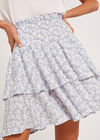 Floral Tiered Skirt, Blue, large