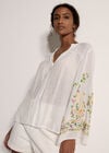Paisley Embroidered Bell Sleeve Blouse, White, large