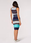 Stripe Knit Bodycon Mini Dress, Navy, large