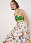 Birds And Palms Print Midi Dress, Green, large