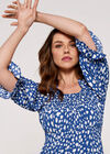 Brushstroke Dot Milkmaid Dress, Blue, large