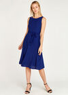 Split Skater Dress, Blue, large