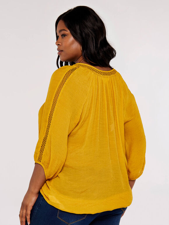 Curve Crochet  Batwing Top, Mustard, large
