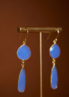 Gold Tone Blue Stone Drop Earrings, Blue, large