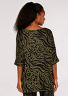 Zebra Leopard Batwing Top, Khaki, large