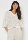 Open Stitch Knitted Top, White, large
