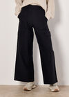 Wide Leg Cotton Cargo Trousers, Black, large