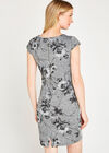 Grey Floral Vine Shift Dress, Grey, large