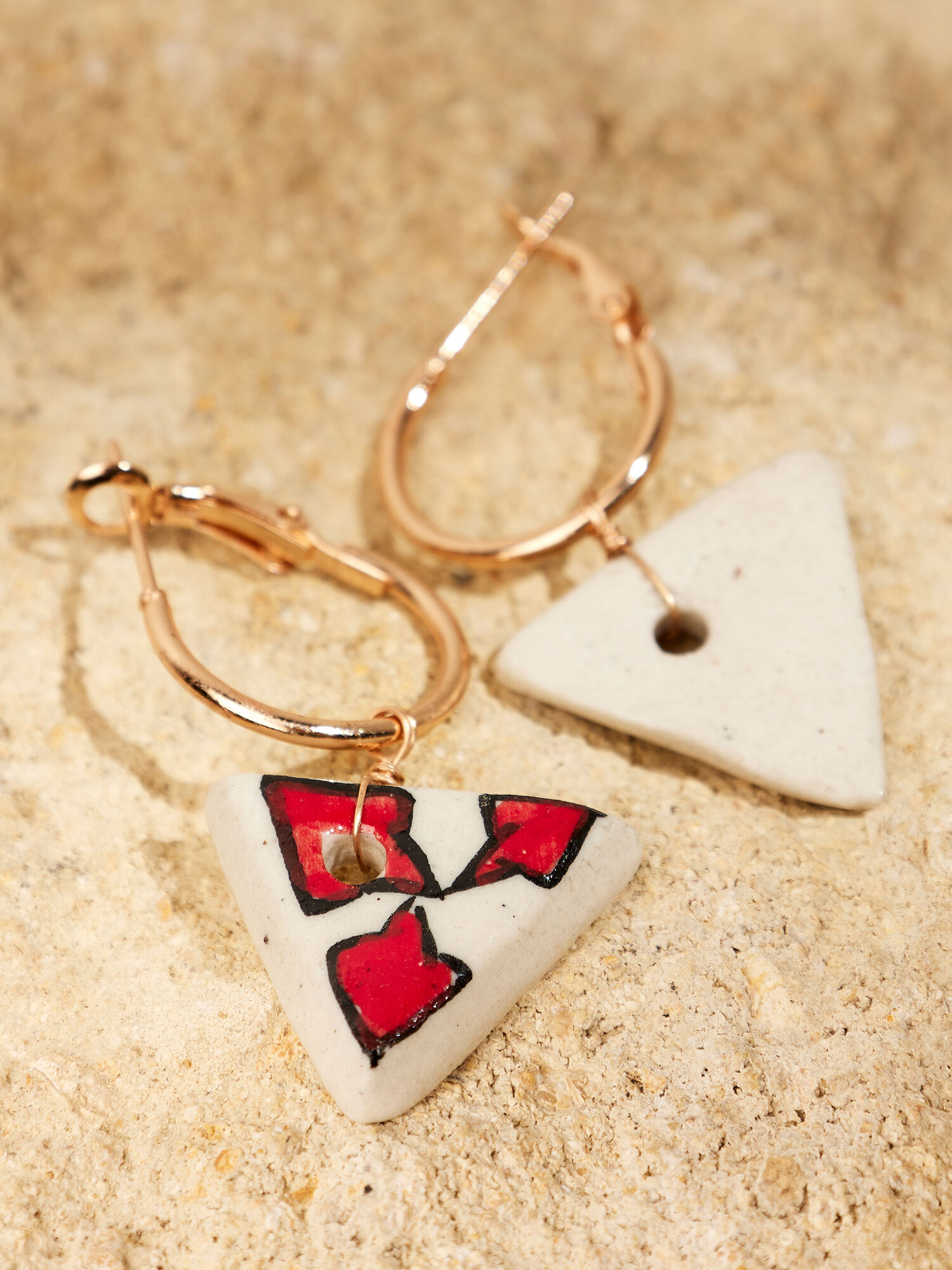 Hand Painted Ceramic Hoop Earrings Apricot Clothing