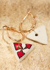 Hand Painted Ceramic Hoop Earrings, Red, large