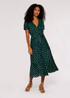 Gold Foil Oval Midi Dress, Green, large