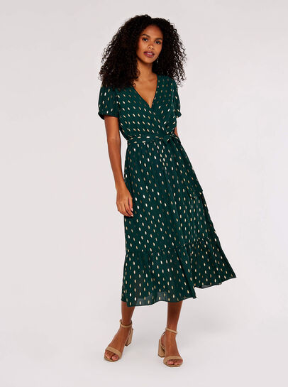 Gold Foil Oval Midi Dress