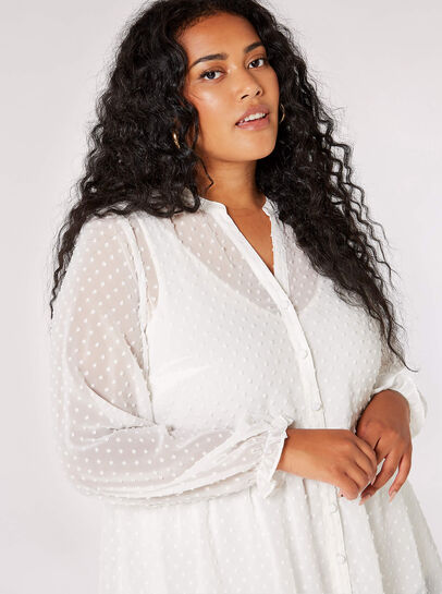 Curve Dobby Tiered Blouse