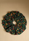 Flower Print Hair Scrunchie, Green, large