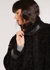 Tight Knit Borg Oversized Coat, Black, large