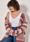 Curve Ombre Chunky Knit Cardigan, Burgundy, large