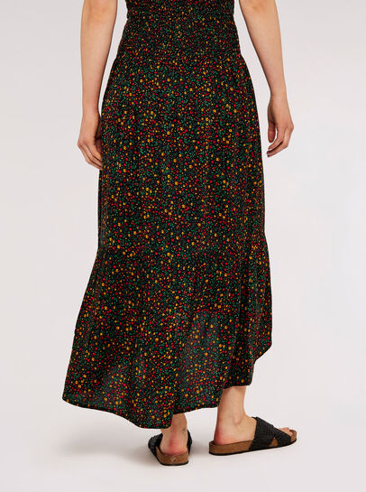 Ditsy Shirred Maxi Skirt