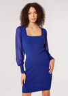 Bodycon Knitted Mini Dress, Blue, large