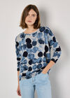 Abstract Circles Oversized Top, Navy, large
