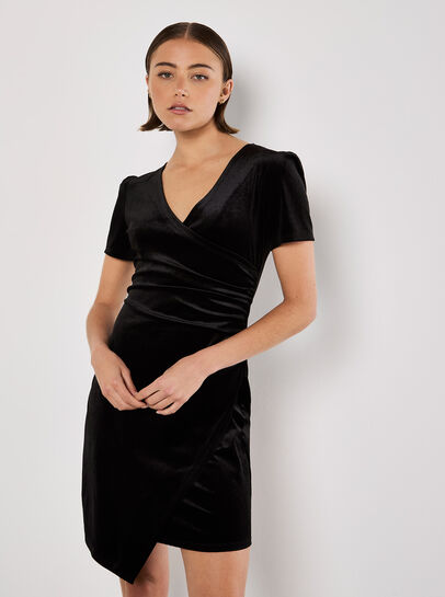 Velvet Ruched Bodycon Mini Dress