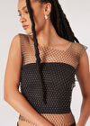 Rhinestone Mesh Tank Top, Black, large
