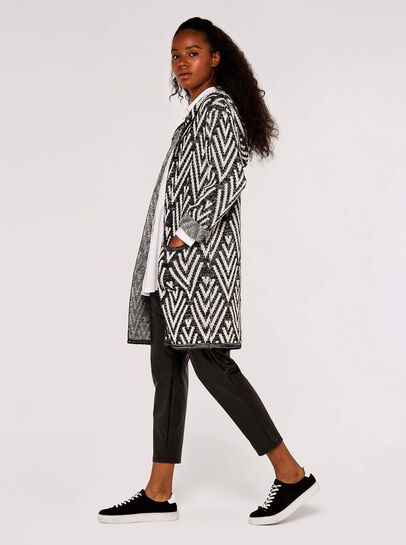 Chevron Hooded Cardigan