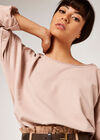 Curved High Low Roll Neck Sweater, Pink, large