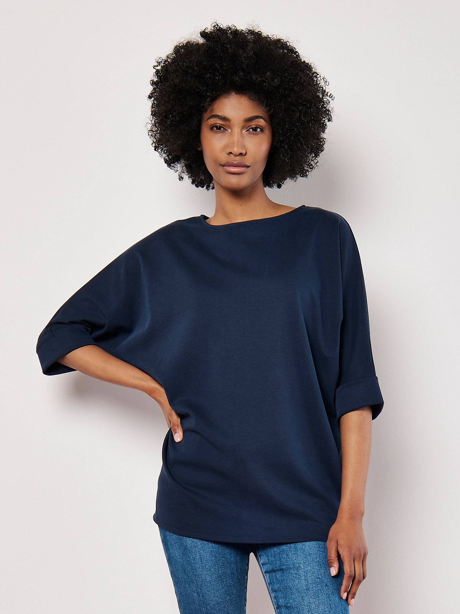Jersey Knit Batwing Top Apricot Clothing
