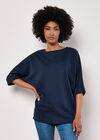 Jersey Knit Batwing Top, Navy, large