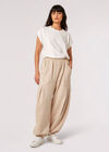 Cotton Pleat Oversized Joggers, Stone, large