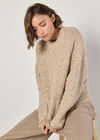 Flecked Knit Chunky Jumper, Stone, large