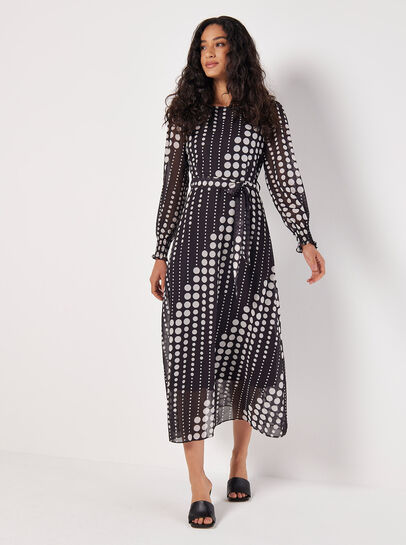 Spot Print Chiffon Midaxi Dress