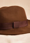 Wool Fedora Hat, Brown, large